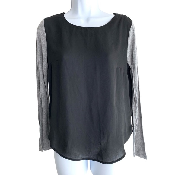Forever 21 Women's Baseball Top Long Sleeve Sheer Black Grey Size Small - Picture 2 of 13